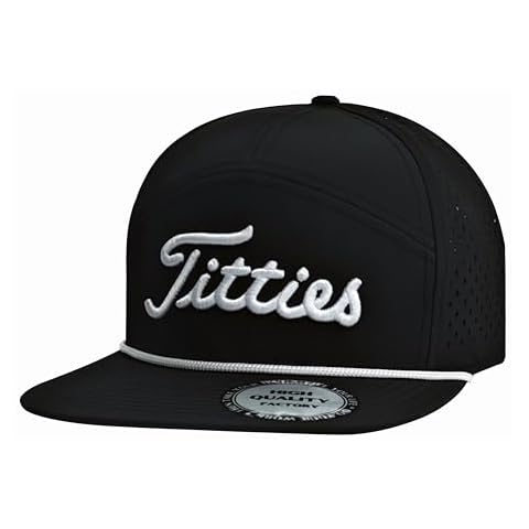 Tittiess Golf Hats Flat Bill for Men Women,Funny Titties Golf Gifts Baseball Cap for Adults Humor,Black 3 Cover