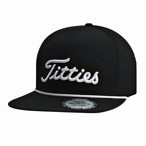 Image of Bamveio Funny Titteiss Golf Hats Flat Bill for Men Women,Titties Golf Gifts Baseball Cap for Adults Humor,Black 5