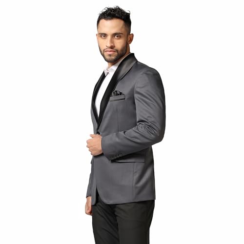 Image of TAHVO Men Blazer Lycra Fabric Slim Fit Single Breasted Blazer