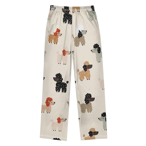 ZZXXB Cartoon Poodle Boys Long Pants Soft Trousers Elastic Waist Kids Lounge Bottoms with Pockets S-XL2