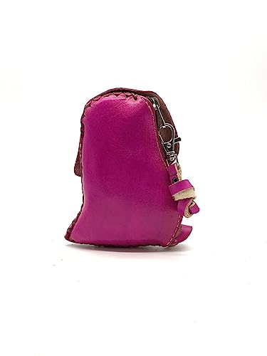 Handmade Genuine Leather 3D Animal Dog Coin Purse with Removable wrist strap (Pink)2