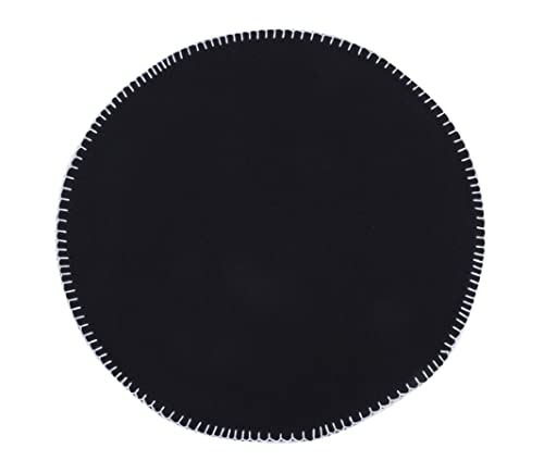 Urban Villa Runde Tischsets mit Stickstichen, schwarz mit weißen Nähten, 100 % Baumwolle, 40,6 cm, rund, Übergröße, 6 Stück, geripptes Gewebe, für den täglichen Gebrauch, schwere Qualität Cover