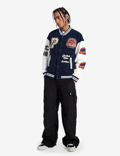 Men's Color Block Leather Letter Graphic Varsity Jackets Letterman Baseball Bomber Jackets Unisex Streetwear Coats3