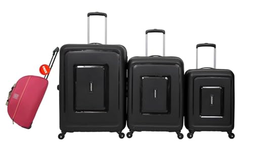 Image of VIP Aristocrat 4 Pc Set Cabin 55 cm (Small),65 cm (Medium),75 cm (Large) 4 Wheels Trolley,52 CM Wheel Duffle Trolley Bag,Hard Case Lightweight Suitcase with 7 Years International Warranty (Black)