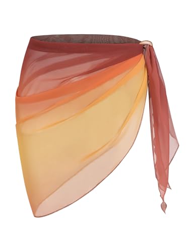 Image of ZAFUL Boho Beach Cover Ups for Women Sarong Coverups Sheer Bikini Chiffon Wraps Skirts for Swimwear
