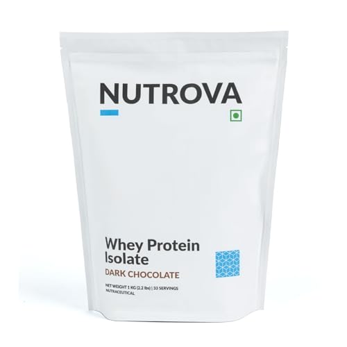 Image of Nutrova Whey Protein Isolate Dark Chocolate 1Kg (Pack of 1) with 24g Protein Every 30g Scoop & 5.5g BCAAs |Protein Powder for Men & Women with no Artificial Sweeteners or Added Sugars |Easy to Digest.