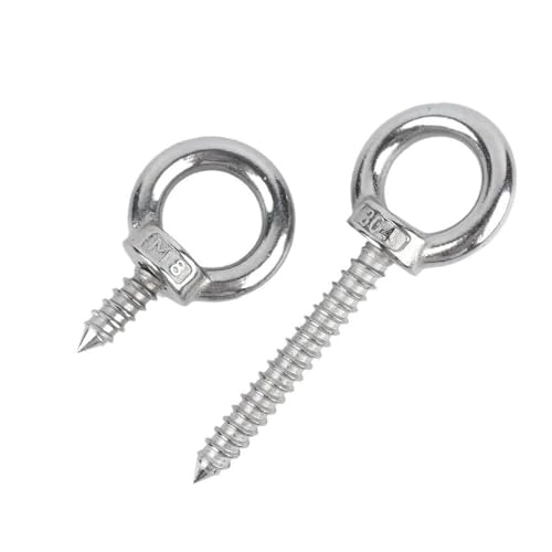 Pernos de ojo de acero inoxidable M4x50mm de rosca madera para fijación firme 4uds 4