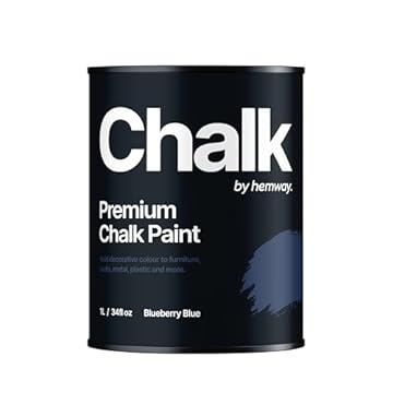 Hemway - Premium Chalk Paint - Blueberry Blue 1 L | Chalky Matt Shabby Chic Finish for Interior Furniture & Walls | Quick Dry & 1 Coat