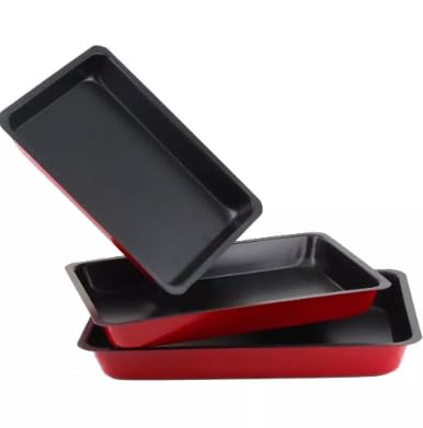 Vision4ever 3-Piece Non-Stick Baking and Roasting Tray Set – Versatile Oven Dish Set for Cooking, Baking, and Roasting – Durable, Easy-Clean Bakeware Pans