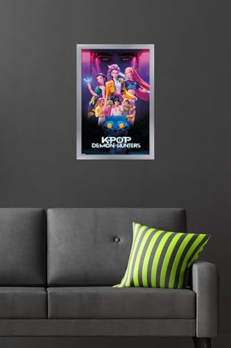 Image of Netflix KPop Demon Hunters (2025) - Group Wall Poster, 22.4L inch x 14.7W inch, Silver Framed Version