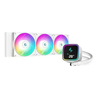 DeepCool LS720 SE Digital Edition White Liquid Cooler 360mm 4th Gen Dual-Chamber Pump 3100RPM 300w TDP AIO Cooler Anti-Leak Tech with ARGB Fans CPU Water Cooler