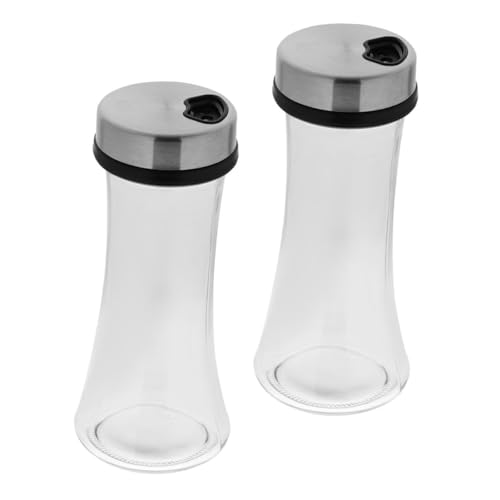 Unomor 2pcs Modern Stainless Steel Salt Pepper Condiment Dispensers Adjustable Pours for Kitchen Bbq Camping