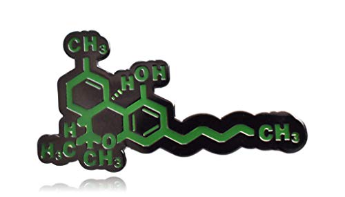 Clayton Jewelry Labs THC Tetrahydrocannabinol Weed Marijuana Hard Enamel Lapel Pin (Black/Green)