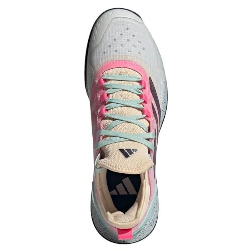 adidas Tênis masculino Adizero Ubersonic 4.1, Branco cristal/Aurora Met./Semi Flash Aqua, 42