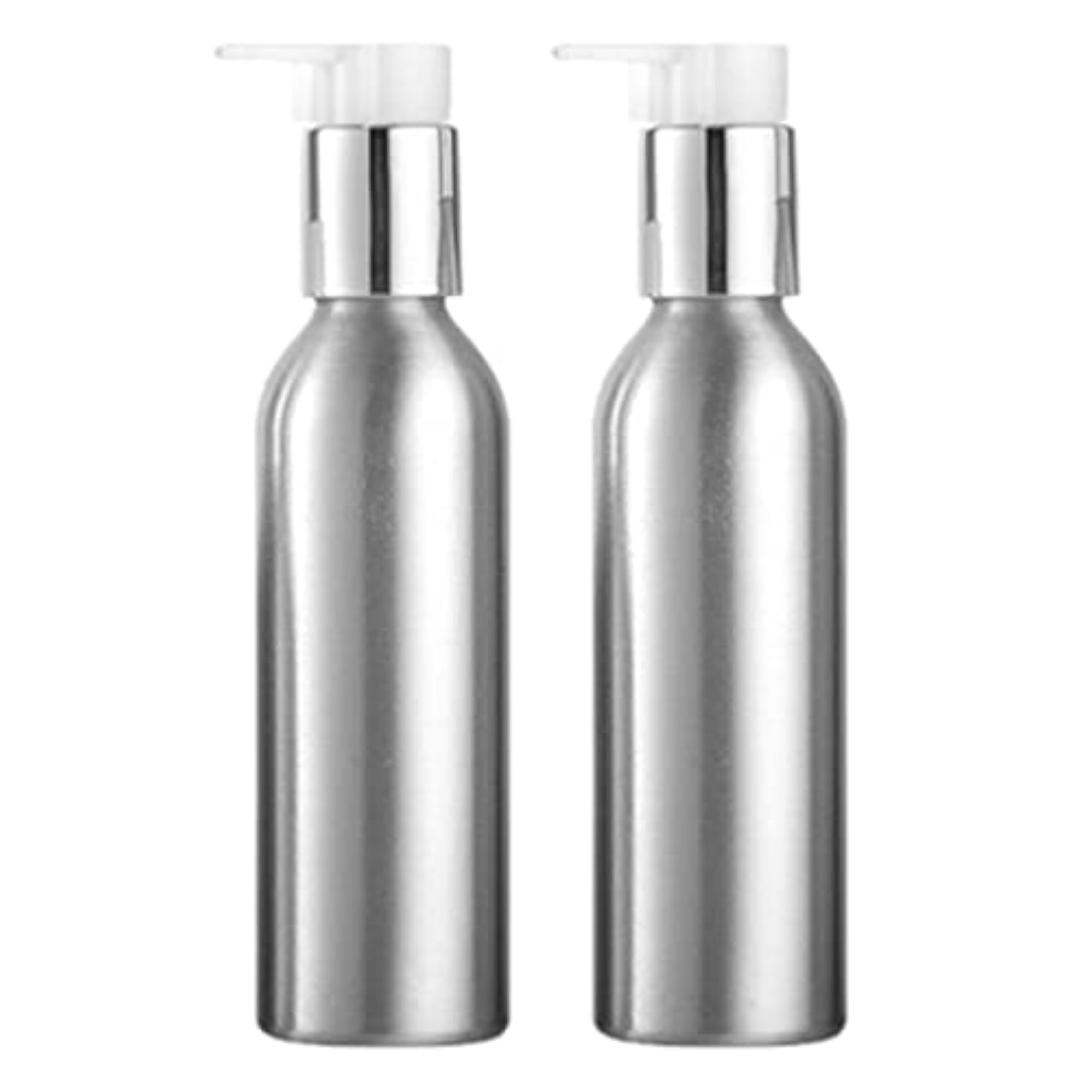 2x Empty Makeup Shampoo Pump Bottles, Aluminum Cream Containers
