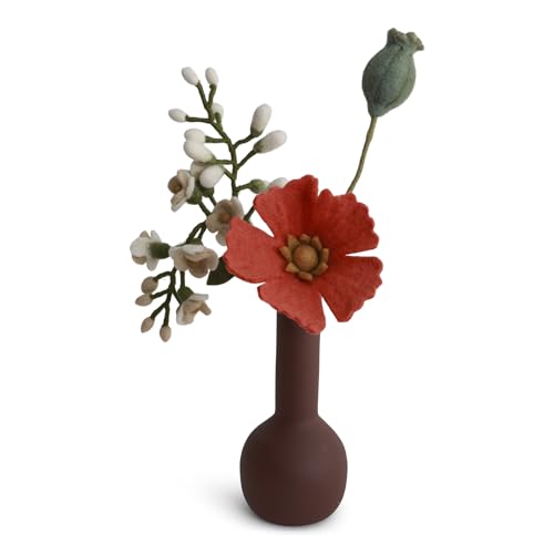 Gry & Sif Handgemacht & Fairtrade-Zertifiziert Stilvolles dänisches Design X Nepali Kunsthandwerker | Bina Bouquet Kunstblumensträuße aus Filz für stilvolle Wohnzimmerdekoration | 3er Set