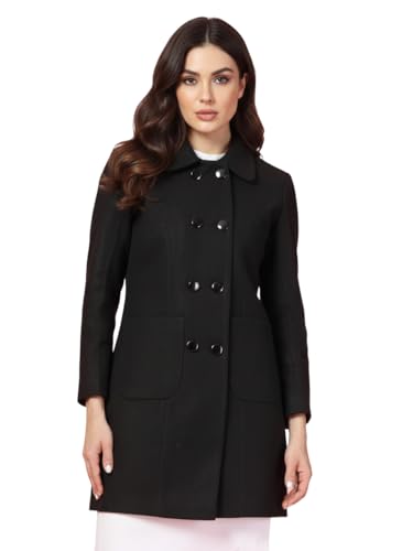 Image of CHKOKKO Women Classic Long Winter Coat Double Breasted | Knee Length Design with a Sophisticated Spread Collar and Convenient Front Pockets for All Occasions