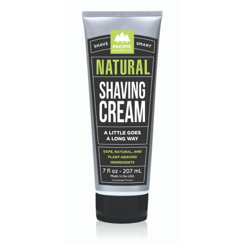 Pacific Shaving Company Natural Shave Cream - Safe and Natural, with Plant-Derived Ingredients for a Smooth Shave, Healthy, Hydrated, Softer Skin, Less Irritation, Cruelty Free, 7 oz 