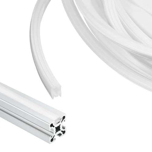 sourcing map 9 Meter Aluminum Extrusion Profile Slot Cover Flat Seal White