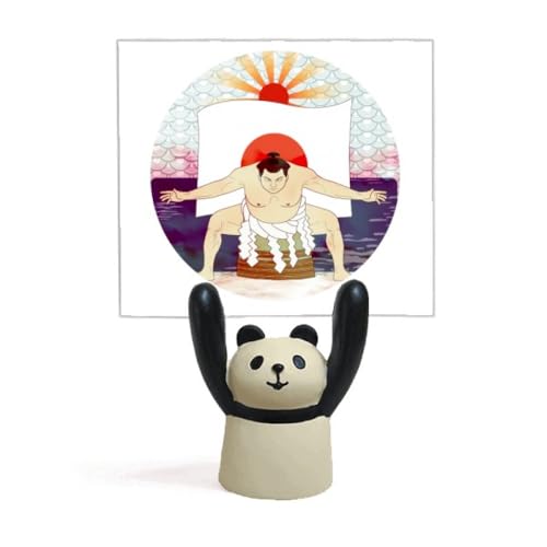 Support mémo sumo et panda style ukiyo-e en bois pour bureau