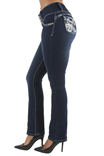 Womens Juniors Colombian Design Butt Lift Push Up Mid Waist Boot Leg Jeans in Navy Size 5 (3276) Womens Juniors Colombian Design Butt Lift Push Up Mid Waist Boot Leg Jeans in Navy Size 5 (3276)