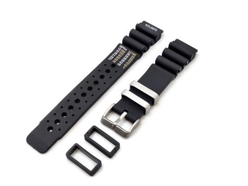 Generico Cinturino in Gomma compatibile con Promaster Aqualand orologio Ny 0040 jp2000 nd limits strap da 20mm 22mm 24mm universale per Sub Diver sport Black (22mm)