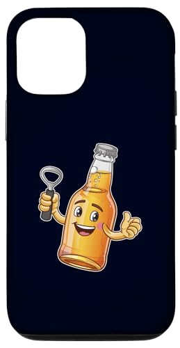 Coque pour iPhone 14 Émoticône humoristique pour bouteille de bière avec décapsuleur