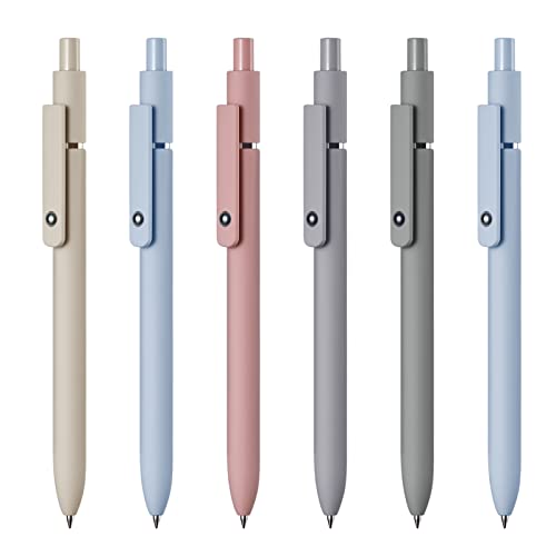 EEOYU 6 Pack Gel Pens Quick Dry Ink Pens Fine Point Retractable Roller Ball Pens Black Ink Smooth Writing Pens, Cute Kawaii Pens, Aesthetic pens for School Office Home Diary Pens