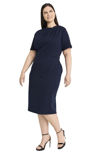 Maggy London Chic Asymmetric Crew Neck Short Sleeve Below The Knee Womens Dresses2