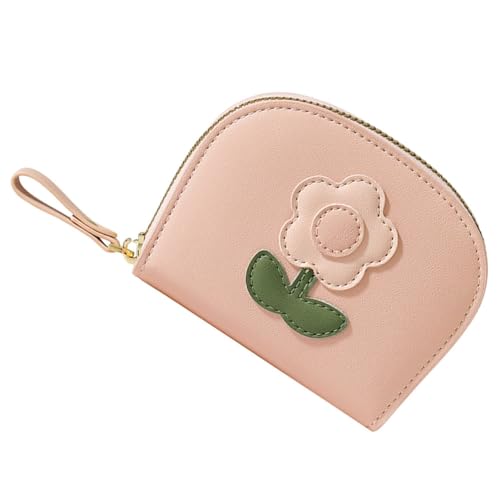Small Leather Zipper Card Case for Women Compact Credit Card Holder Minimalist Wallet Leather for Easy Attachment for Cash