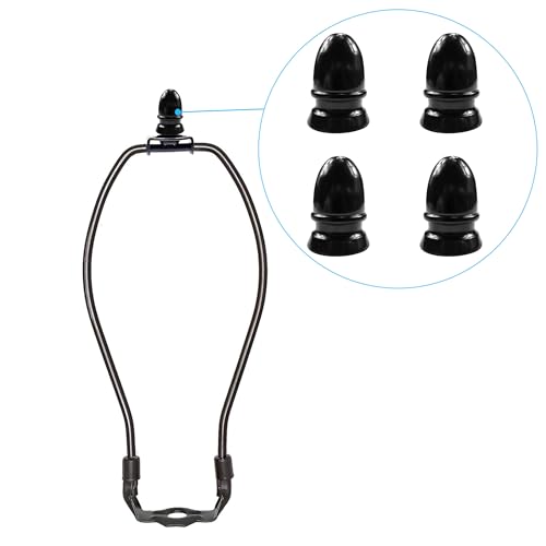 Image of ECUDIS Pack of 4 Solid Metal Lamp Finials Caps Knob for Lamp Shade Harp Holder (Black)