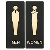 PATIKIL 2 Stück Toiletten Schild 10.5x28 cm Badezimmer Schild Unisex Selbstklebend Lustig Metall Geschlechtsneutral Niedlich Für Geschäft Zuhause Toilette Beschilderung Gold Stil 3