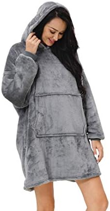 Deluxe Range Of Adult Sherpa Hoodie Charcoal Blankets, Oversize Wearable Velvet Hooded Jacket With Ultra Soft Sherpa Fleece Lining, Elastic Cuffed Sleeves, Large Front Pockets, Super Warm