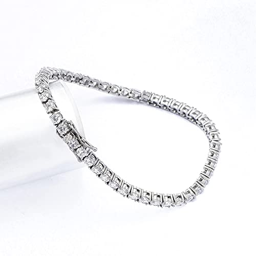 Gold Idea Jewelry Hip Hop 1 Row Iced Out Tennis Chain Stainless Steel 4Mm5Mm Aaa+ Cubic Zirconia Diamond Tennis Necklace & Bracelet For Men Women(8 In, 5Mm), 5Mm White Gold Bracelet #TOP2