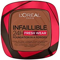 L'Oréal Paris Infallible 24H Fresh Wear Foundation in a Powder, Full-coverage, Longwear, Weightless Smooth Finish, Water-proof and Transfer-proof, 200 Golden Sand