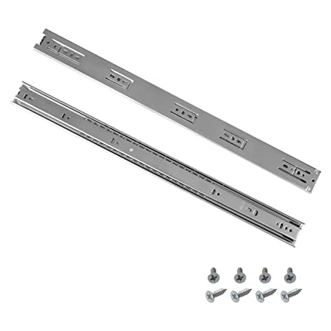 STORKING Full Extension Drawer Slides Rails with Mounting Screws, Ball Bearing Heavy Duty Steel Track Less Noise 100LB Holding Capacity Side Mount,Zinc (1 Pair, 24 Inch) Cover