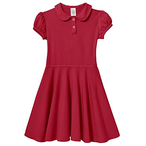 Image of City Threads Little Girls' Peter Pan Collar Cotton Polo Puff Tee Blouse Button Top Dress