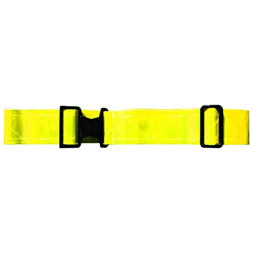Reflective Vinyl Belt w/Buckle Closure-Neon Yellow