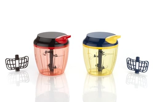 Image of Premium Smart Pull Chopper with 6 Stainless Steel Blades | Manual Vegetable Fruit Nut Onion Chopper & Hand Food Processor | Meat Grinder Mixer Slicer Shredder Salad Maker (Multicolor)