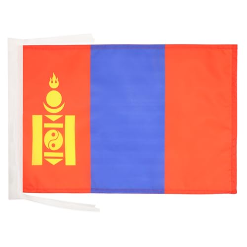 AZ FLAG - Drapeau Mongolie - 45x30 cm - Pavillon Mongol 100% Polyester Avec Deux Cordelettes - 20g