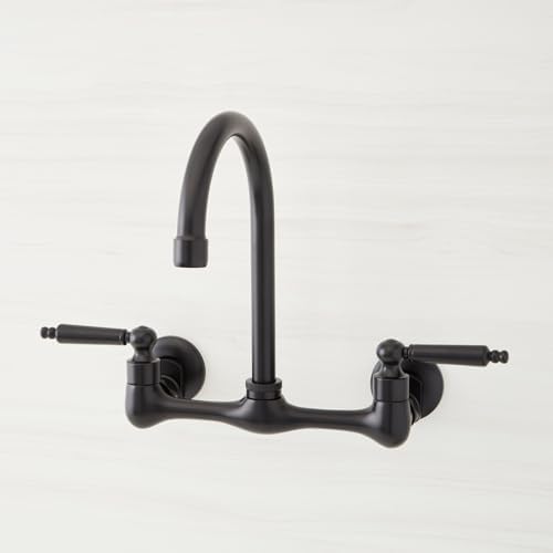 Signature Hardware 955077 Jessamy 1.75 GPM Wall-Mounted Widespread Bridge Kitchen Faucet - Matte Black