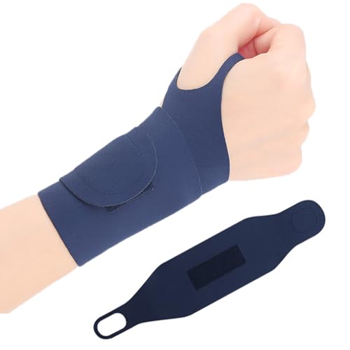 手首 サポーター 固定 保護 超薄型 手首用サポーター 軽量 吸汗速乾 スポーツ スポーツ全般 家事 仕事 パソコン/スマホ操作 男女兼用 左右兼用 四季兼用 フリーサイズ (ネイビー)