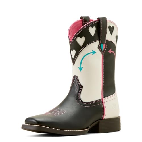 Ariat Youth Round Up Hearts Madison Avenue and Classic White Shaft Cowgirl Boot