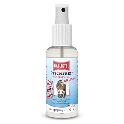 BALLISTOL 26833 Stichfrei Animal 100ml Spray Tier-Schutz Insektenspray 8h Schutz vor Mücken Bremsen Fliegen Zecken
