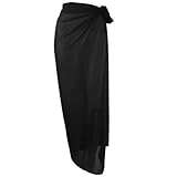 KALIONE Women Sarong Swimsuit Coverups Beach Cover Up Black Sarong Wraps Beach Wrap Skirt Swimwear Bikini Cover-ups Ladies Beach Chiffon Bathing Swimwear Long Cover Up Skirt(Black), 6