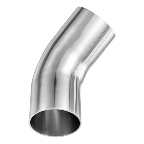 M METERXITY OD 2.5 Inch 45 Degree Mandrel Bend Elbow, Thicken 2 mm 304 Stainless Steel Exhaust Elbow Pipe for Car Modified Exhaust System, Stair Handrail Bend, Height 160 mm