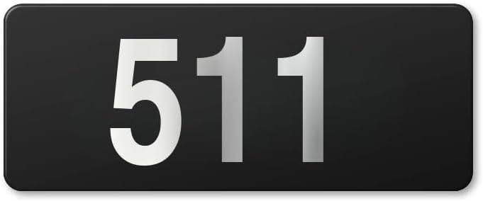 Modern Hotel Room Number Plates - 511|Black Acrylic Board Fixed Silver Color PVC Waterproof Sticker | Easy Installation Type Double Sided Tape Fixed on Backside