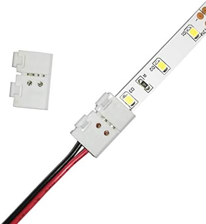 8mm 2-Pin LED Strip Connector, Solderless Reusable Clip, 20-Pack