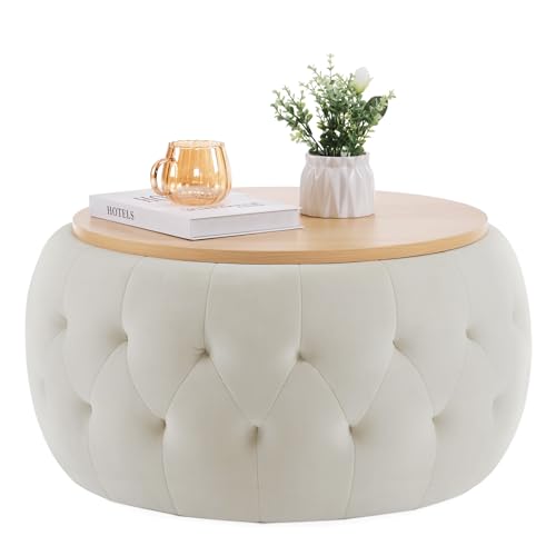 Iwmh STORAGE OTTOMAN-01 Round Storage Ottoman Coffee Table thumb #3