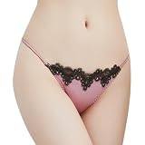[SIL-VENDER] Tバック シルク ショーツ サテン 絹 シンプル レース 可愛い タンガ Gストリング ローライズ シンプル ゴム ウエスト フリーサイズ シルクTバック レディース 響かない セクシー パンツ 下着 ランジェリー 大きいサイズ (JP, アルファベット, Free Size, ラシット)